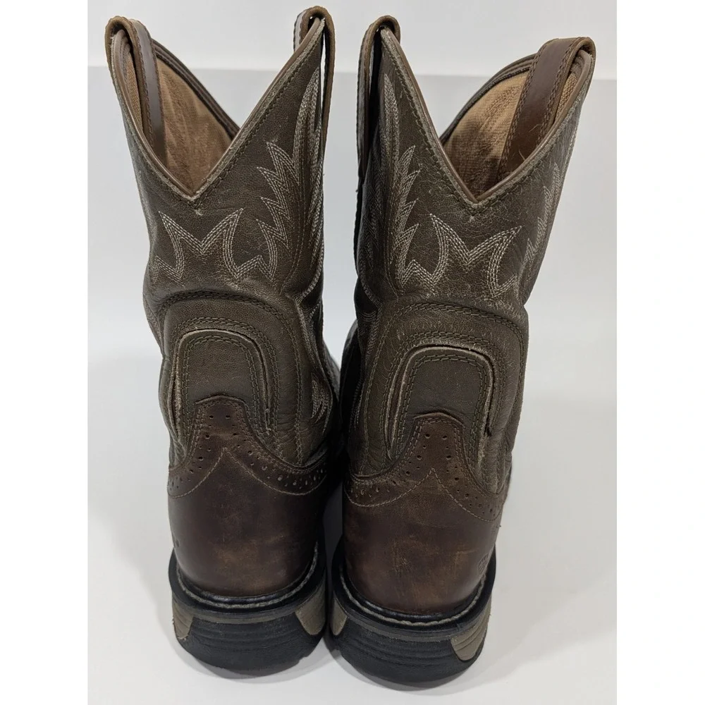 Ariat Men's WorkHog Pull-On soft toe Boots 11D Aged Bark Brown Leather 10001188